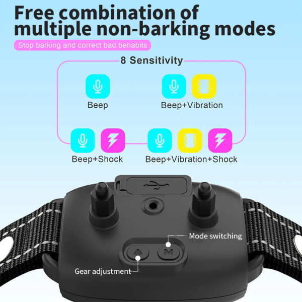 Smart Automatic Anti Barking Dog Collar Rechargeable Bark Stopper Stop Barking HD Digital Display IP67 Waterproof Collar For Dogs Pet Products - Image 8